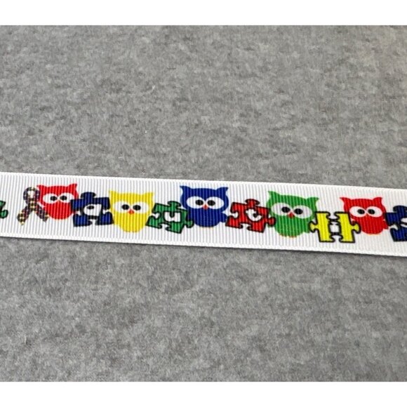 Colorful Owl Print Grosgrain Ribbon 3/4" x 4 Yard - Picture 1 of 4
